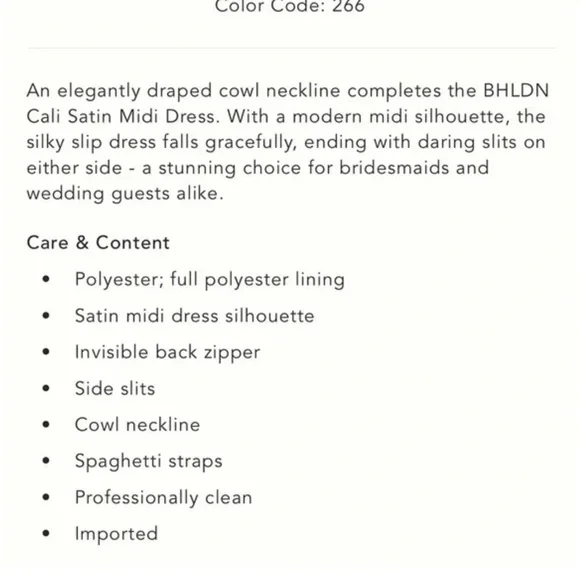 BHLDN by Anthropologie Cowl Neck Slip Midi Dress - Picture 7 of 7